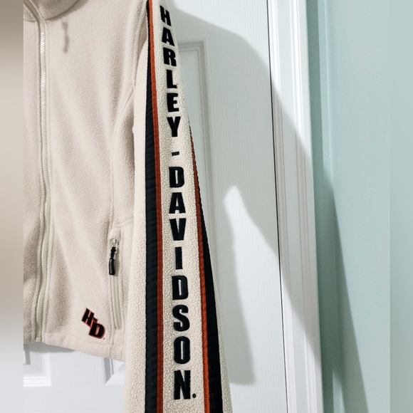 Vintage Harley Davidson Unisex Full-Zip Fleece Jacket with Writing Logo Size M - Picture 8 of 16